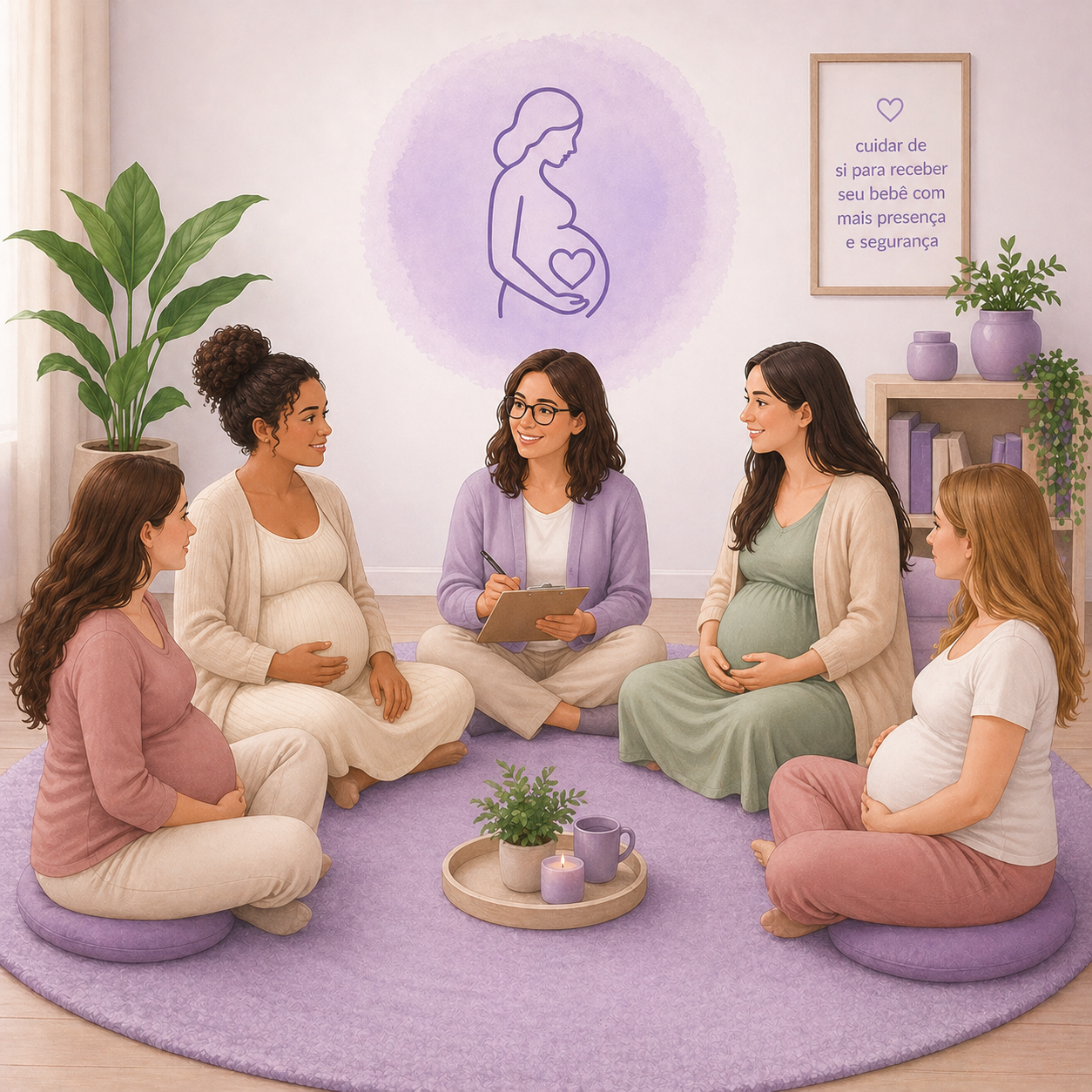 Ilustração do atendimento de Pré-natal Emocional Integrativo